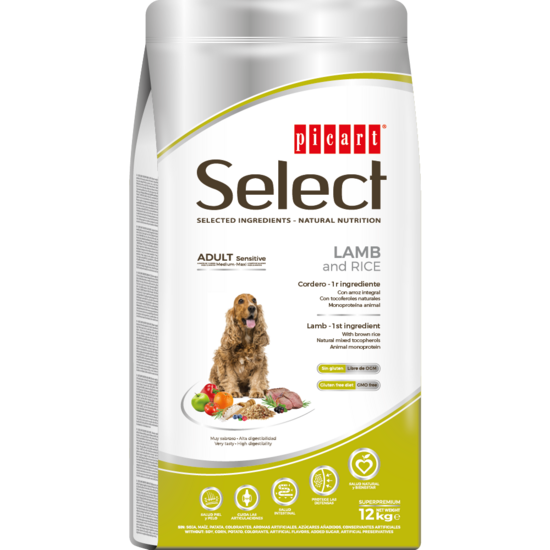 Suņu barība Select Sensitive Superpremium ar jēru un rīsiem 12kg